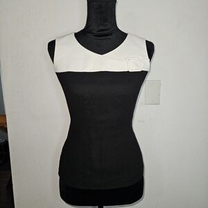 Casual Corner Annex Black Tank with White Yoke and Buckle Detail
